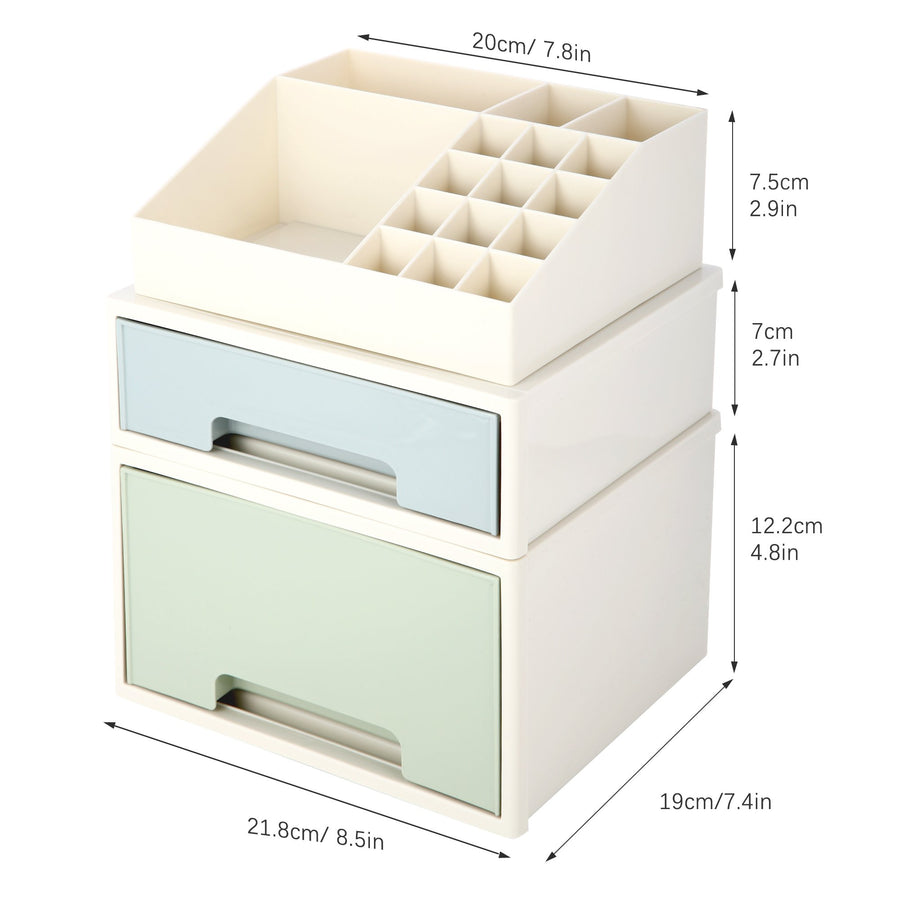 Stationery Organizer Box, Roselife Multifunctional Desk Storage Box Set, [TBF-09] w/ 2 Drawers + 16 Slots