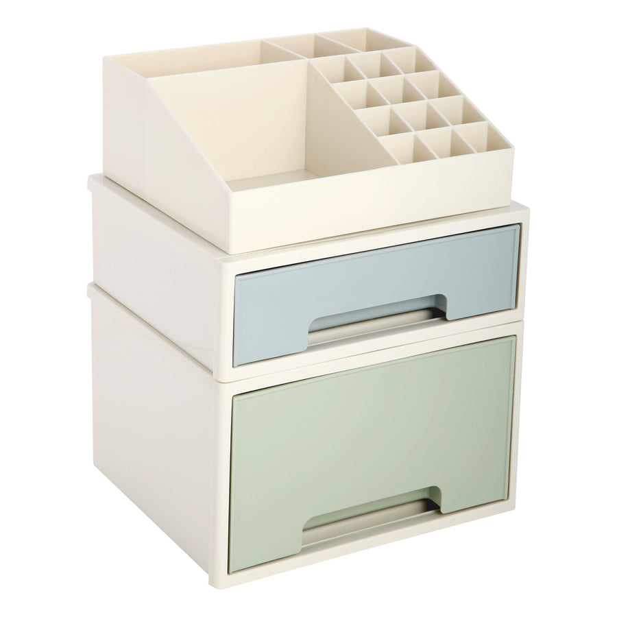 Stationery Organizer Box, Roselife Multifunctional Desk Storage Box Set, [TBF-09] w/ 2 Drawers + 16 Slots