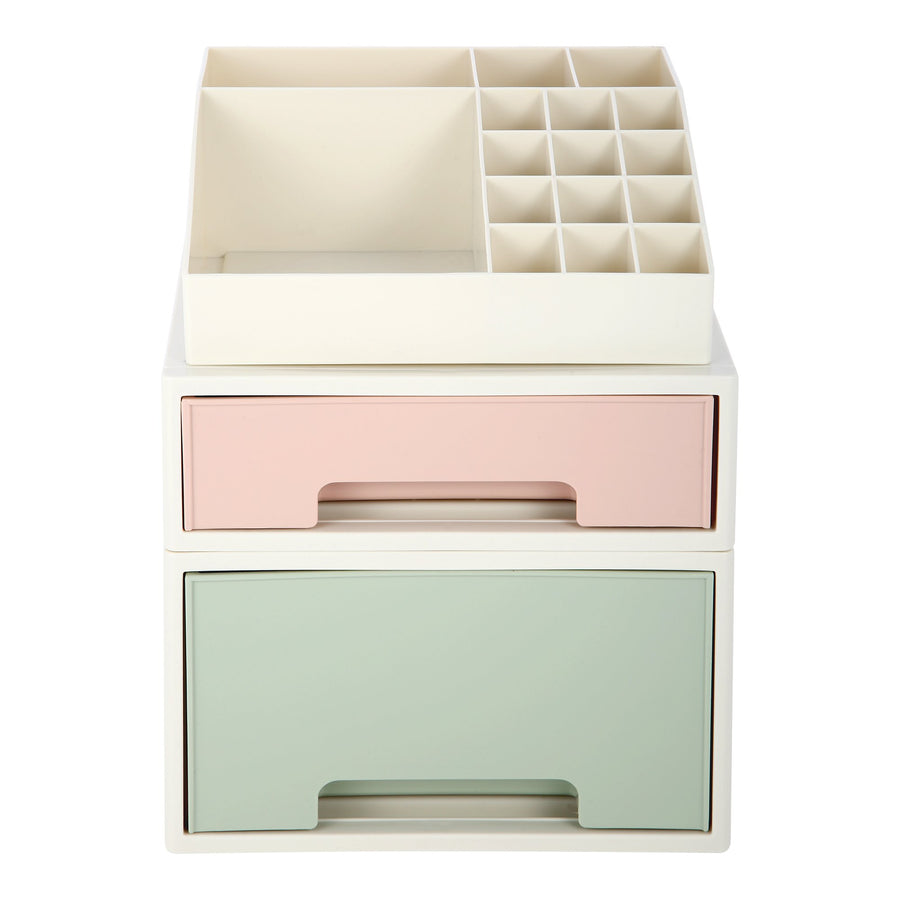Stationery Organizer Box, Roselife Multifunctional Desk Storage Box Set, [TAF-13] w/ 2 Drawers + 16 Slots