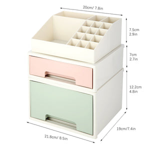 Stationery Organizer Box, Roselife Multifunctional Desk Storage Box Set, [TAF-13] w/ 2 Drawers + 16 Slots