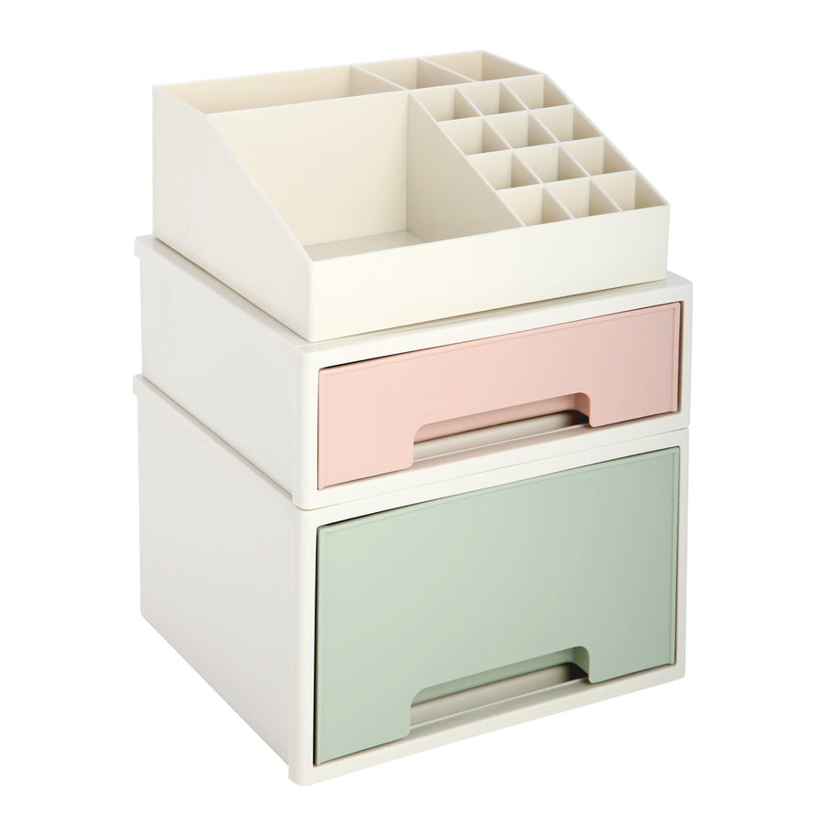 Stationery Organizer Box, Roselife Multifunctional Desk Storage Box Set, [TAF-13] w/ 2 Drawers + 16 Slots