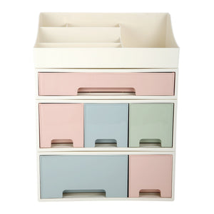 Organize storage box for multi-scene use, ROSELIFE [TCDE-08] Desktop Organizer, 4 Pieces 6 Drawers, 5 Slots, Blue, Pink and Green Assortment