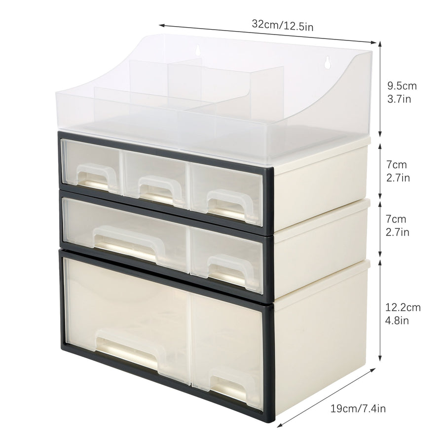 Organize storage box for multi-scene use, ROSELIFE [TDAB] Desktop Organizer, 4 Pieces, 7 Drawers, 5 Slots, Transparent