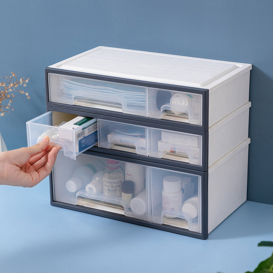 Organize storage box for multi-scene use, ROSELIFE [TFAB] Desktop Organizer, 4 Pieces, 6 Drawers, 5 Slots, Transparent