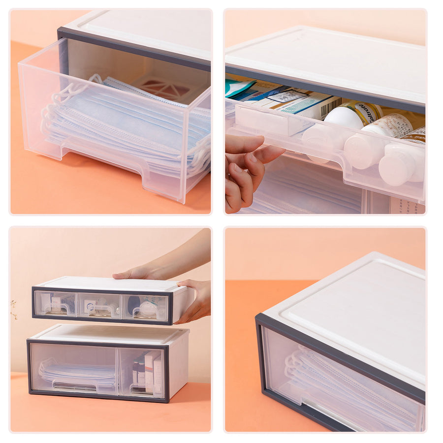 Organize storage box for multi-scene use, ROSELIFE [TDAB] Desktop Organizer, 4 Pieces, 7 Drawers, 5 Slots, Transparent