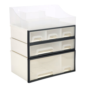 Organize storage box for multi-scene use, ROSELIFE [TDAB] Desktop Organizer, 4 Pieces, 7 Drawers, 5 Slots, Transparent