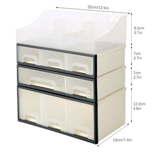 Organize storage box for multi-scene use, ROSELIFE [TEAB] Desktop Organizer, 4 Pieces, 8 Drawers, 5 Slots, Transparent