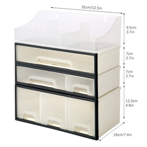 Organize storage box for multi-scene use, ROSELIFE [TEAC] Desktop Organizer, 4 Pieces, 6 Drawers, 5 Slots, Transparent