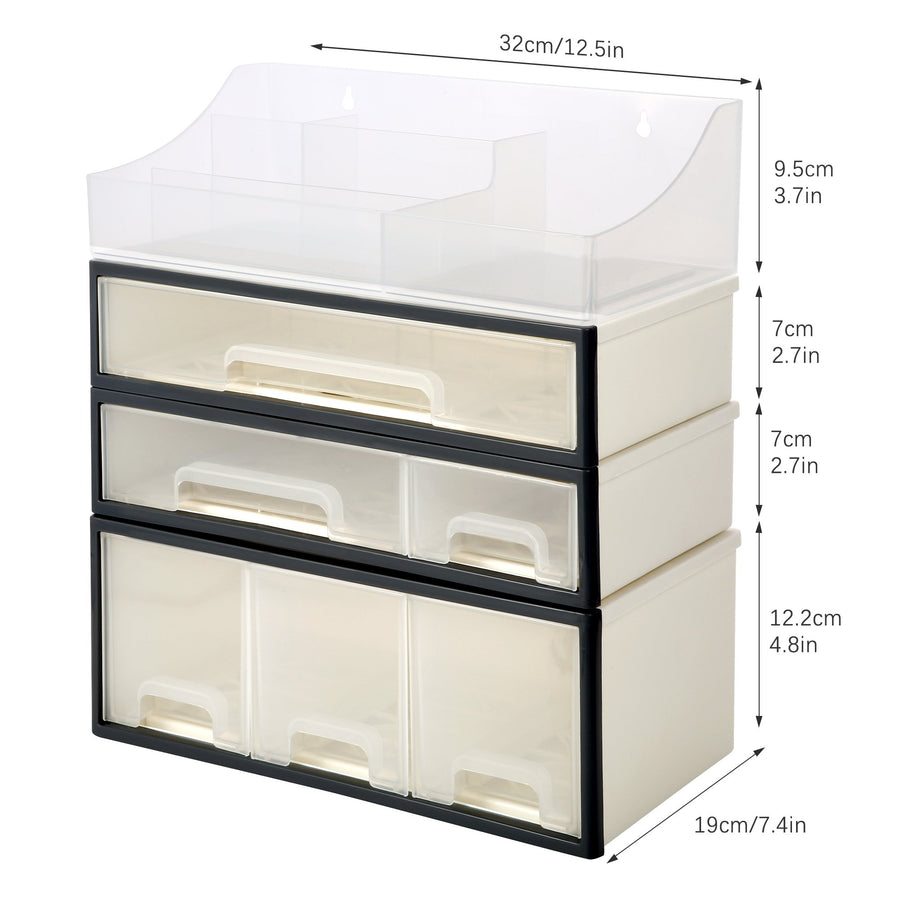 Organize storage box for multi-scene use, ROSELIFE [TEAC] Desktop Organizer, 4 Pieces, 6 Drawers, 5 Slots, Transparent