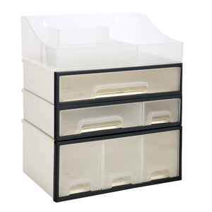 Organize storage box for multi-scene use, ROSELIFE [TEAC] Desktop Organizer, 4 Pieces, 6 Drawers, 5 Slots, Transparent