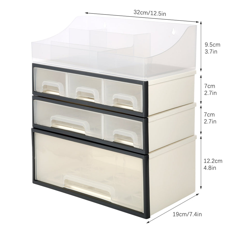 Organize storage box for multi-scene use, ROSELIFE [TFAB] Desktop Organizer, 4 Pieces, 6 Drawers, 5 Slots, Transparent