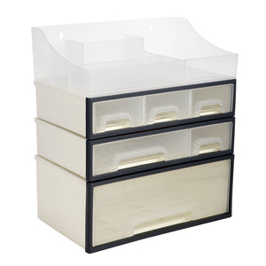 Organize storage box for multi-scene use, ROSELIFE [TFAB] Desktop Organizer, 4 Pieces, 6 Drawers, 5 Slots, Transparent