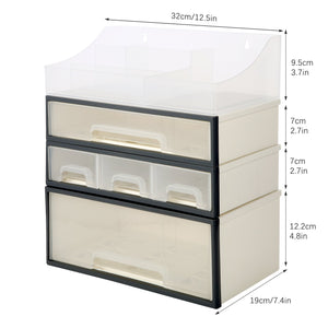 Organize storage box for multi-scene use, ROSELIFE [TFBC] Desktop Organizer, 4 Pieces, 5 Drawers, 5 Slots, Transparent