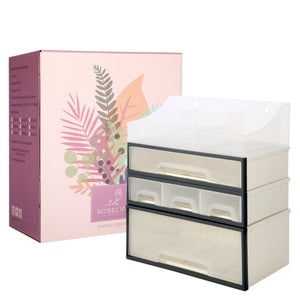 Organize storage box for multi-scene use, ROSELIFE [TFBC] Desktop Organizer, 4 Pieces, 5 Drawers, 5 Slots, Transparent