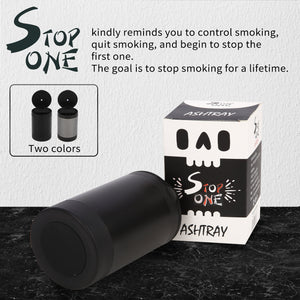 STOP ONE Car Ashtray, Portable Ashtray, CA-161 Auto Ash Tray with Lid and Led, Black